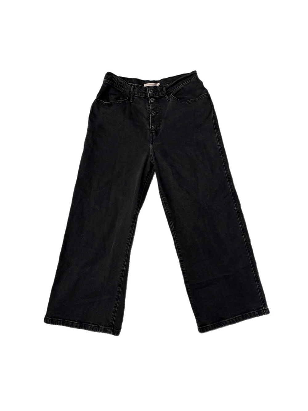 Levi's Mile High Cropped Wide Leg Jeans Black Button Fly Size 30